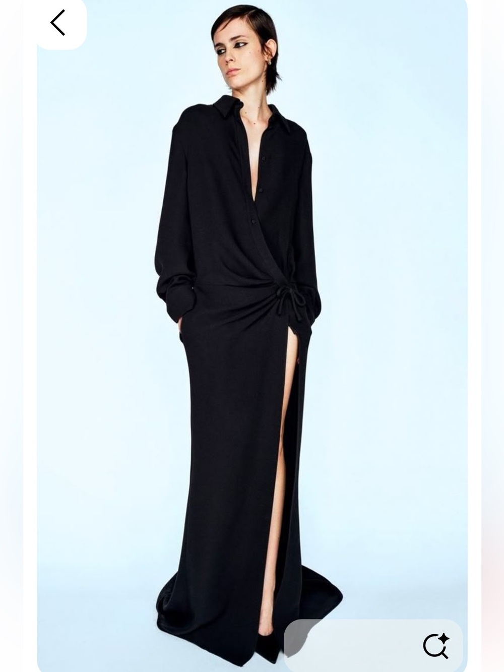 Valentino Black Button-Front Maxi Dress with High Thigh Slit